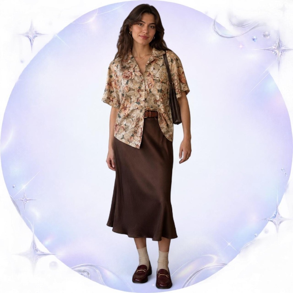 Vintage Floral Grape Vineyard Tapestry Print Short Sleeve Button Up Blouse